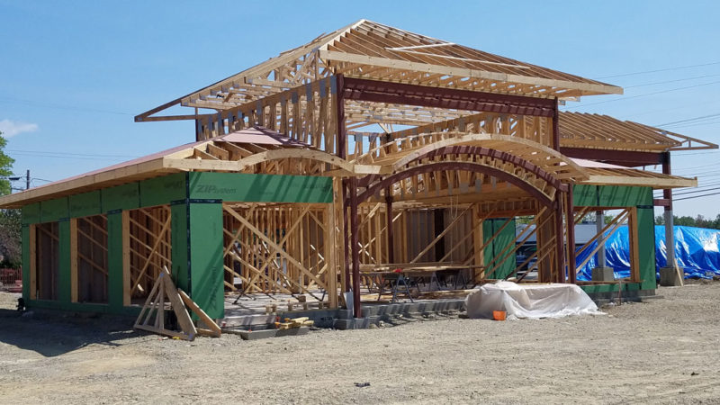 Commercial trusses for Marquette Savings Bank in Meadville, PA, angle view