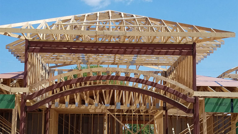 Commercial trusses for Marquette Savings Bank in Meadville, PA, front landscape view